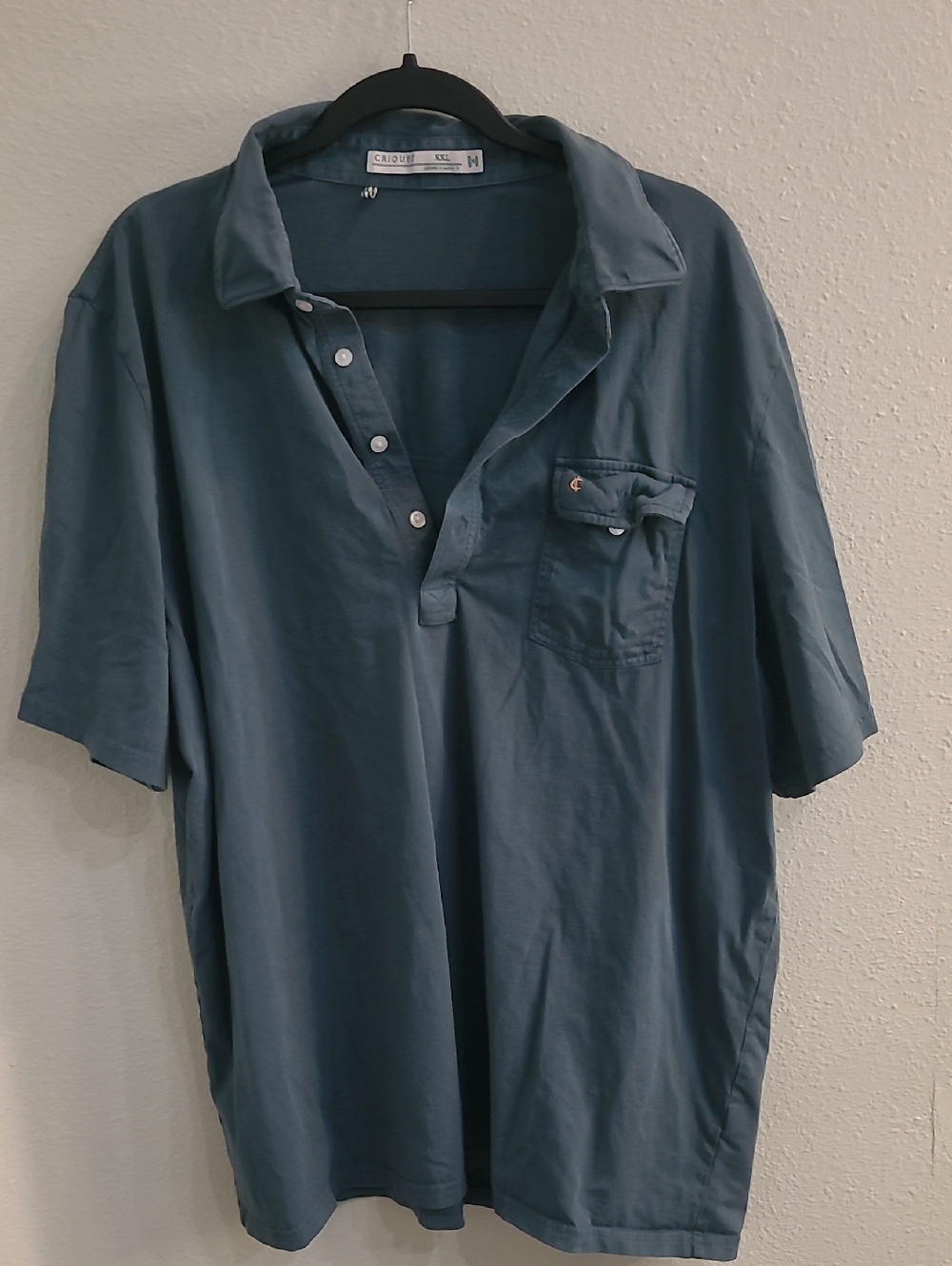 Criquet Men's Slate Blue Short-Sleeve Polo with Chest Pocket 10% Pima Cotton XXL